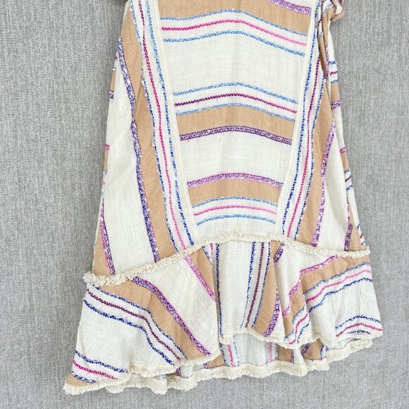 Holding Horses Anthropologie Dress Mini V-Neck Fringe‎ Boho Stripe Shift - Picture 8 of 13
